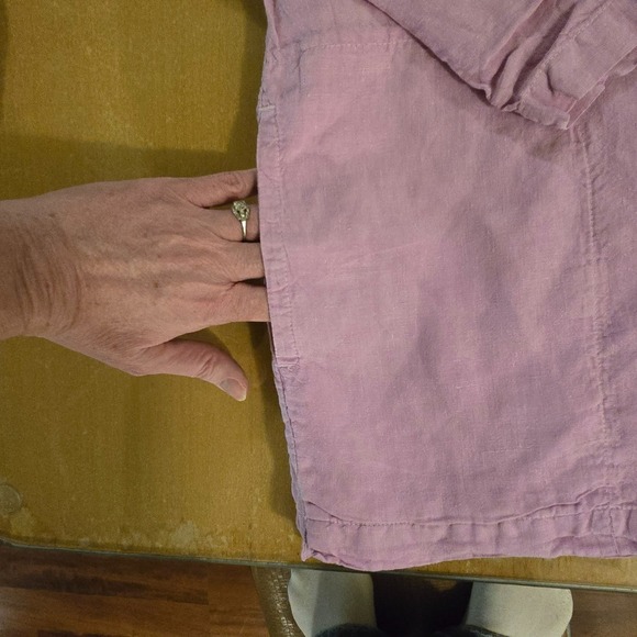 Allen Allen USA size XL 100% Linen Orchid top oversized coastal grandma Roomy - Picture 2 of 5